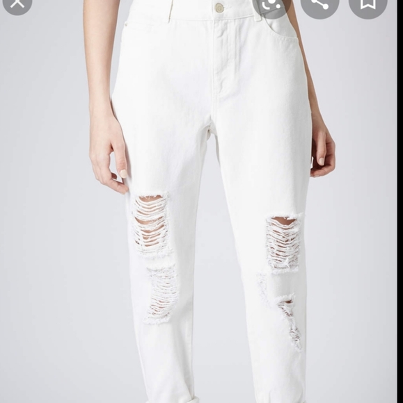 topshop mom jeans white